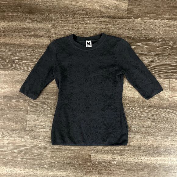 Vintage M Missoni Black Jacquard Knit Top Women’s XS IT 38 Early 2000s Y2K - Picture 1 of 8